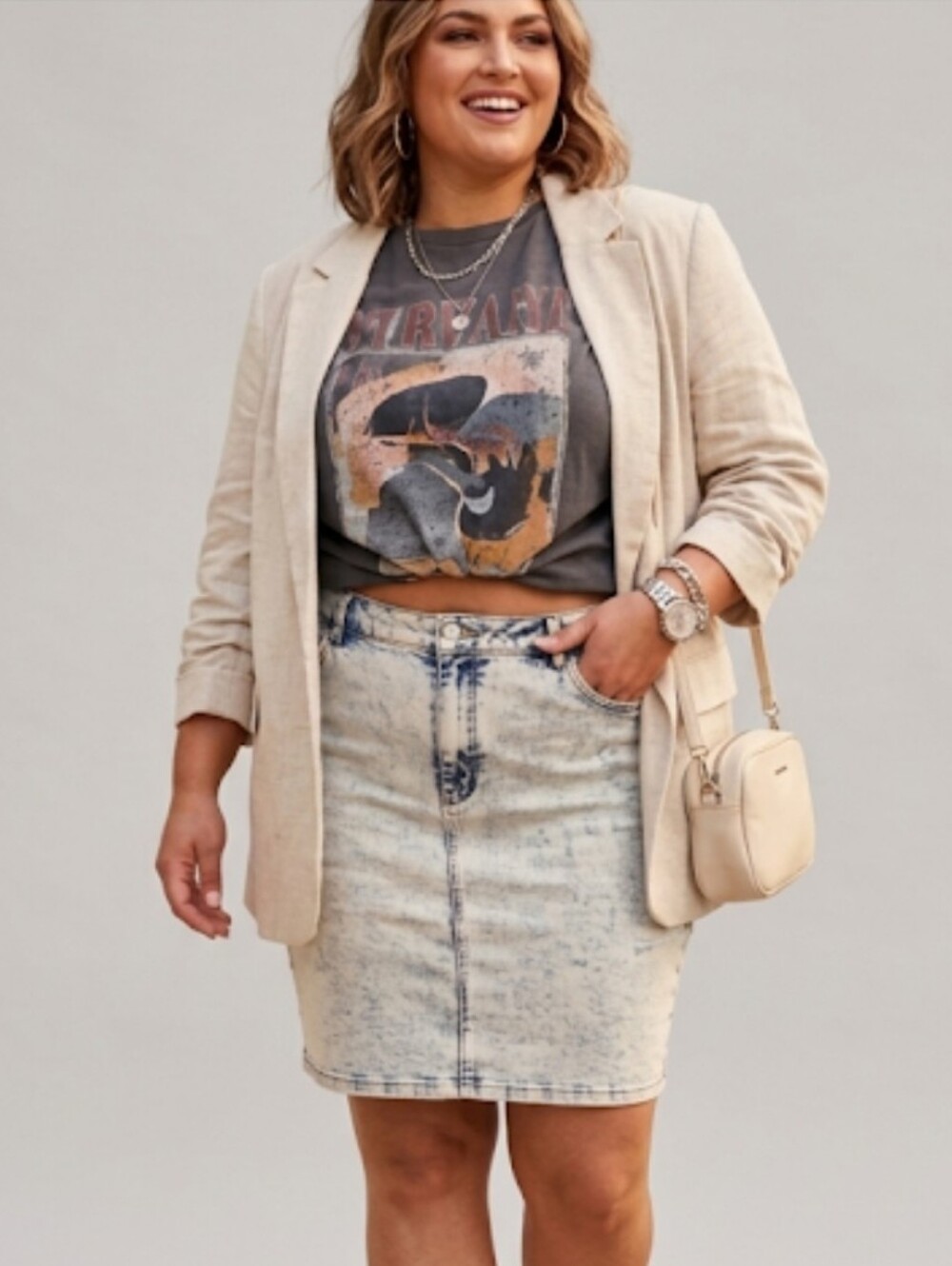 80s Acid Washed Denim Distressed Mini Skirt by JUPE DE ABBY Plus Size 2X